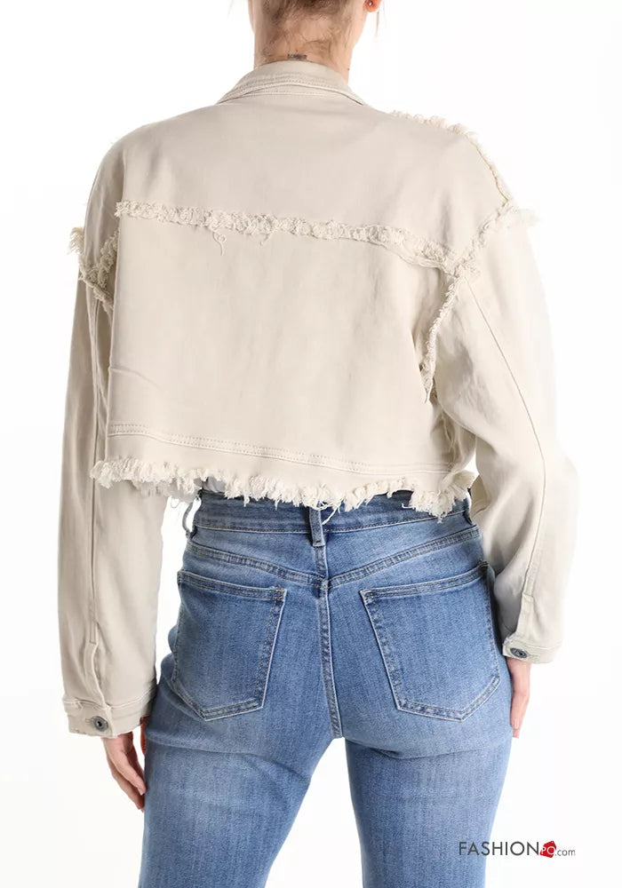 Giacca denim corta con bottoni