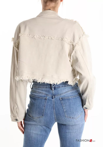 Giacca denim corta con bottoni