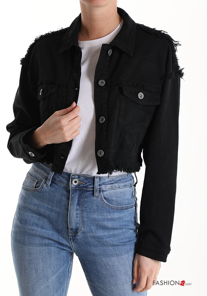 Giacca denim corta con bottoni