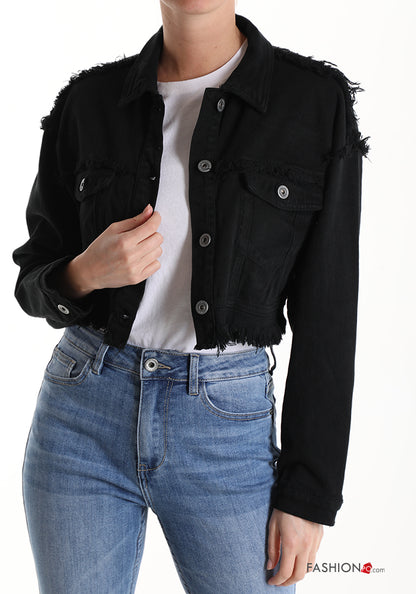 Giacca denim corta con bottoni